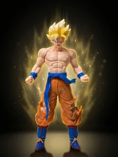 Dragon Ball Z Super Saiyan Goku Battle-Damaged Action Figure – Shirtless Powered-Up Anime Statue